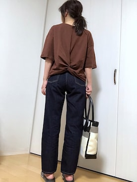 「ハイウエストストレートジーンズ」｜めるもさん（レディース・158cm）の春コーディネート