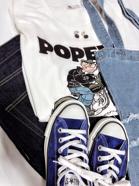 「ハイウエストストレートジーンズ」｜めるもさん（レディース・158cm）の春コーディネート