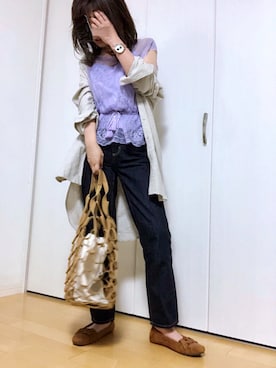 「大人カジュアルコーデ」｜「アイテム（腕時計）」を使った、めるもさん（レディース・158cm）の春コーディネート