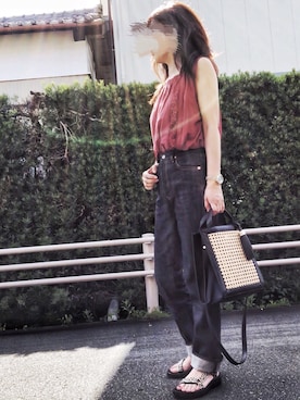 「passage mignon/flaneur（パサージュミニョンフラヌール）のアイテム（腕時計）」を使った、めるもさん（レディース・158cm）の夏コーディネート