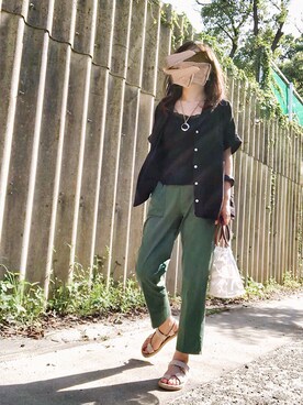 「プチプラミックス」｜めるもさん（レディース・158cm）の夏コーディネート