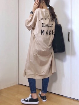 「バックロゴ」｜「アイテム（アクセサリー）」を使った、めるもさん（レディース・158cm）の秋コーディネート