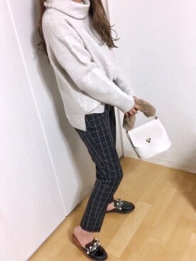 「SonnyLabel」｜「アイテム（スリッポン）」を使った、めるもさん（レディース・158cm）の秋コーディネート