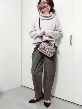 「SonnyLabel」｜「アイテム（チノパンツ）」を使った、めるもさん（レディース・158cm）の秋コーディネート