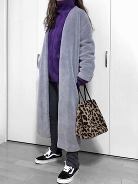 「Rouge vif（ルージュヴィフ）のアイテム（ムートンコート）」を使った、めるもさん（レディース・158cm）の冬コーディネート
