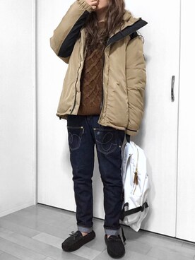 「プチプラミックス」｜「アイテム（モカシン/デッキシューズ）」を使った、めるもさん（レディース・158cm）の冬コーディネート