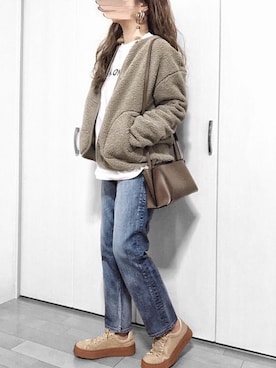 「プチプラミックス」｜めるもさん（レディース・158cm）の冬コーディネート