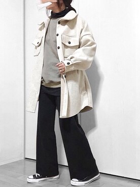 「DHOLIC（ディーホリック）のアイテム（その他アウター）」を使った、めるもさん（レディース・158cm）の冬コーディネート