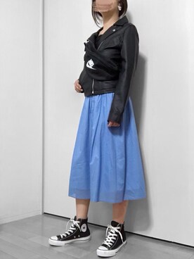 「FREDY&GLOSTER」｜「アイテム（ライダースジャケット）」を使った、めるもさん（レディース・158cm）の春コーディネート