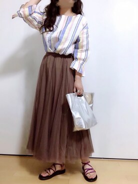 「プチプラミックス」｜めるもさん（レディース・158cm）の春コーディネート