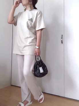 「バックロゴ」｜「アイテム（アクセサリー）」を使った、めるもさん（レディース・158cm）の夏コーディネート