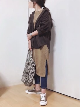 「passage mignon/flaneur（パサージュミニョンフラヌール）のアイテム（腕時計）」を使った、めるもさん（レディース・158cm）の秋コーディネート