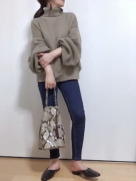 「OZOC（オゾック）のアイテム（アクセサリー）」を使った、めるもさん（レディース・158cm）の秋コーディネート