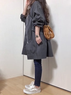 「JUNOAH（ジュノア）のアイテム（ブルゾン）」を使った、めるもさん（レディース・158cm）の秋コーディネート
