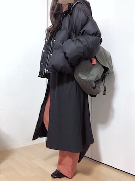 「JUNOAH（ジュノア）のアイテム（シャツワンピース）」を使った、めるもさん（レディース・158cm）の秋コーディネート