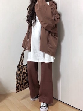 「GRL」｜「アイテム（チュニック）」を使った、めるもさん（レディース・158cm）の秋コーディネート