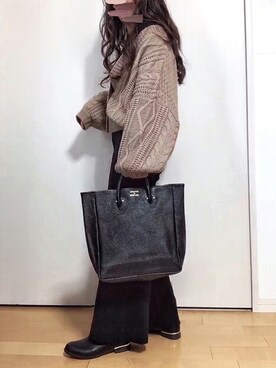 「ケーブルニット」｜「アイテム（ブーティ）」を使った、めるもさん（レディース・158cm）の秋コーディネート