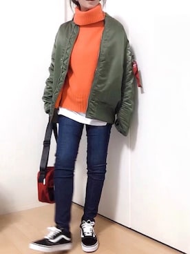 「POLICE（ポリス）の【POLICE】 ポリス JOURNEY ダブルファスナーショルダーバッグ　PLC306（ショルダーバッグ）」を使った、めるもさん（レディース・158cm）の秋コーディネート