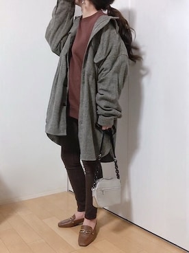 「スーパーオーバーサイズスウェット」｜「アイテム（ジャケット/アウター）」を使った、めるもさん（レディース・158cm）の秋コーディネート