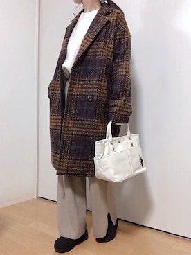 「PICCIN（ピッチン）のアイテム（チェスターコート）」を使った、めるもさん（レディース・158cm）の冬コーディネート