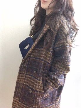 「PICCIN（ピッチン）のアイテム（チェスターコート）」を使った、めるもさん（レディース・158cm）の冬コーディネート