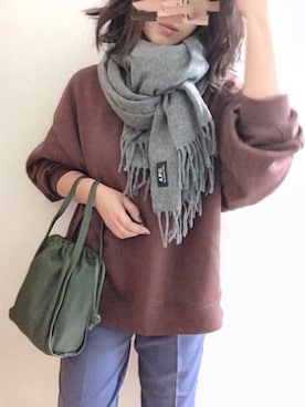 「スーパーオーバーサイズスウェット」｜めるもさん（レディース・158cm）の冬コーディネート