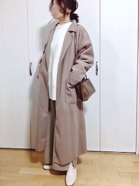 「ADAM ET ROPE'（アダムエロペ）のトリプルポケットショルダーバック（ショルダーバッグ）」を使った、めるもさん（レディース・158cm）の冬コーディネート