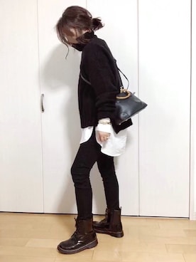 「OZOC（オゾック）のアイテム（ハンドバッグ）」を使った、めるもさん（レディース・158cm）の冬コーディネート