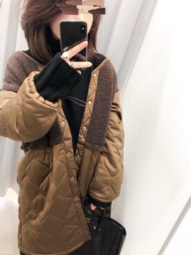 「ヤングアンドオルセン」｜「アイテム（その他アウター）」を使った、めるもさん（レディース・158cm）の冬コーディネート