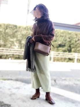 「ADAM ET ROPE'（アダムエロペ）のトリプルポケットショルダーバック（ショルダーバッグ）」を使った、めるもさん（レディース・158cm）の冬コーディネート