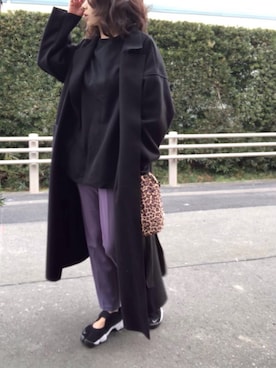 「オーバーサイズコート」｜「アイテム（その他アウター）」を使った、めるもさん（レディース・158cm）の冬コーディネート