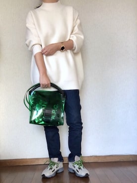 「A.P.C.（アーペーセー）のアイテム（財布/小物）」を使った、めるもさん（レディース・158cm）の冬コーディネート