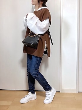 「OZOC（オゾック）のアイテム（ハンドバッグ）」を使った、めるもさん（レディース・158cm）の冬コーディネート