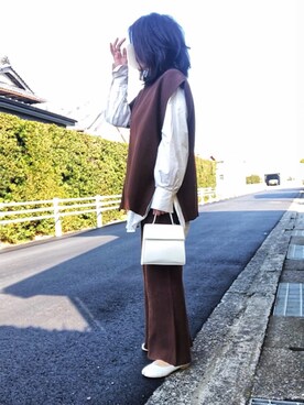 「スリット」｜「アイテム（セットアップ）」を使った、めるもさん（レディース・158cm）の冬コーディネート