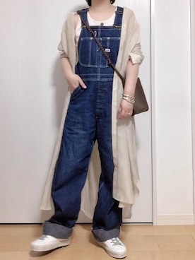「Lee（リー）のアイテム（サロペット/オーバーオール）」を使った、めるもさん（レディース・158cm）の春コーディネート