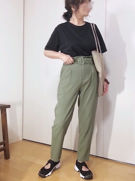 「ハイウエストパンツ」｜めるもさん（レディース・158cm）の夏コーディネート