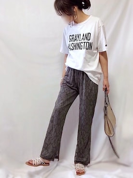 「GRL（グレイル）の2wayチェーンフラップバッグ（ハンドバッグ）」を使った、めるもさん（レディース・158cm）の夏コーディネート