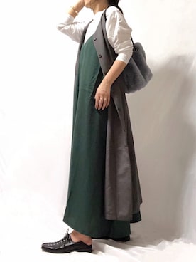 「OZOC（オゾック）のアイテム（ワンピース/ドレス）」を使った、めるもさん（レディース・158cm）の秋コーディネート