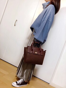 「OZOC（オゾック）のアイテム（ボストンバッグ）」を使った、めるもさん（レディース・158cm）の秋コーディネート