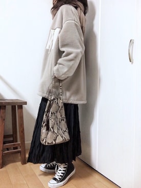 「LEPSIM（レプシィム）のアイテム（ブルゾン）」を使った、めるもさん（レディース・158cm）の冬コーディネート