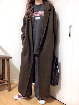 「devirock（デビロック）のアイテム（スウェット）」を使った、めるもさん（レディース・158cm）の冬コーディネート