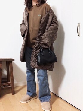 「ムートン」｜「アイテム（その他アウター）」を使った、めるもさん（レディース・158cm）の冬コーディネート