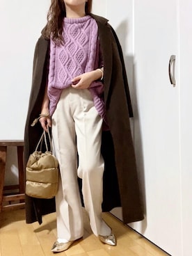 「オーバーコート」｜「アイテム（バレエシューズ）」を使った、めるもさん（レディース・158cm）の冬コーディネート