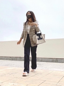 「GLOBAL WORK（グローバルワーク）のアイテム（マスク）」を使った、めるもさん（レディース・158cm）の春コーディネート