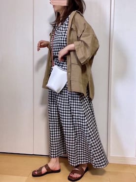 「ビッグシャツ」｜「アイテム（ワンピース/ドレス）」を使った、めるもさん（レディース・158cm）の夏コーディネート