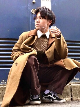 「niko and...（ニコアンド）のアイテム（チェスターコート）」を使った、みんとさん（メンズ・168cm）の冬コーディネート
