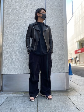「ビーセカンド」｜「アイテム（ライダースジャケット）」を使った、youhei ohashiさん（メンズ・180cm）の夏コーディネート