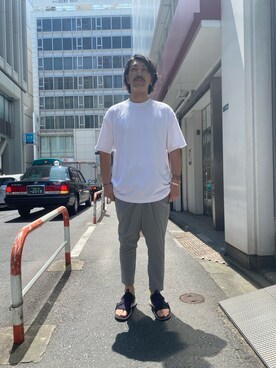 「ATTACHMENT（アタッチメント）のATTACHMENT(アタッチメント）ソリビアツイル ツータックイージーパンツ（その他パンツ）」を使った、youhei ohashiさん（メンズ・180cm）の夏コーディネート