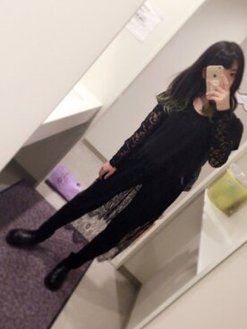 「ZARA（ザラ）のアイテム（パンツ、ブラック系）」を使った、ゆりしゃん🐻さん（レディース）の冬コーディネート