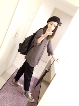 「H&M（エイチ・アンド・エム）のアイテム（トップス、グレー系）」を使った、ゆりしゃん🐻さん（レディース）の冬コーディネート